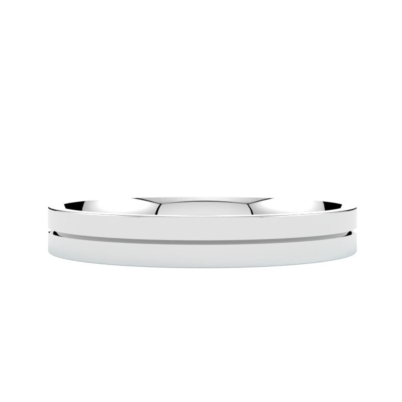 Subtelna płaska obrączka ślubna z białego złota